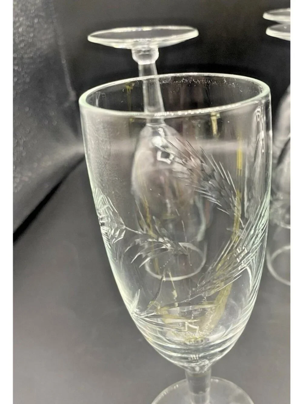 Vintage Wheat Whiskey Sour Juice Glasses Set Of 5 MCM Blown Glass Barware